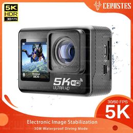 CERASTES WiFi Anti-shake Action Camera 4K 60FPS Dual Screen 170 Wide Angle 30m Waterproof Sport Camera photographic cameras HKD230828