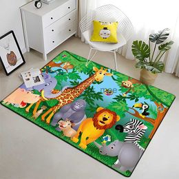 Cute Jungle Animal cartoon 3D printed area carpet for children Living room Bedroom floor mat Kitchen mat Children's Bedroom Mat HKD230828