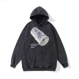 2023 Halloween New American Washed Old Letter Printing Hooded Sweater for Men and Women Street Hip Hop Fashion Couple Hoodie Topsjgv