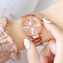 Wristwatches Brand Women Watch Steel Strap Top Quailty Luxury Fashion Quartz Simple Leisure Wrist Watches Drop Gifts Clock