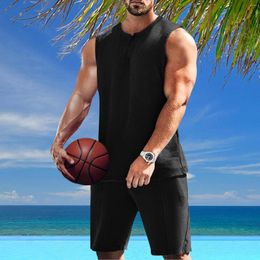 Men's Tracksuits Summer Basketball Suit Fashion Vests Tank Top Matching Shorts Sets Gym Court Fitness Sportswear Two Piece