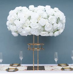 New Electronic Plated Flower Rack Gold Arch Stand Road Lead Wedding Centrepiece Flower Rack For Event Party Decoration