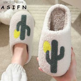 Comfortable ASIFN New Style Home Cactus Warm Winter Slippers Couple Men and Women Thick-soled Cotton Shoes Non-slip T230 a8c1