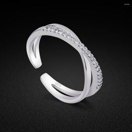 Cluster Rings Creative Women's Original 925 Silver Ring Finger Charm Jewelry Minimalist Cubic Zircon Anniversary Gift Open Free Adjustmen