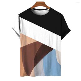 Men's T Shirts Casual Striped Print T-shirts Summer O-Neck Short Sleeve Tee Cool Polyester Loose Tops Oversized Men Clothing 6XL