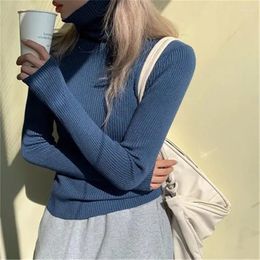 Women's Sweaters -Coming Autumn Winter Top Solid Pull Femme Pullover Knitted Turtleneck Oversize Women Sweater