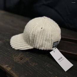 Ball Caps UMI MAO French Fashion Brand Thick Striped Velvet Hard Top Baseball Hat For Women In Autumn Winter