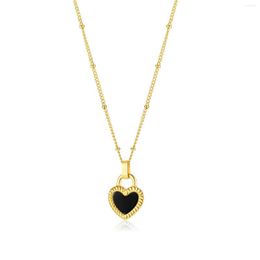 Pendant Necklaces Women's Luxury Design Double-Sided Heart-Shaped Stainless Steel Necklace Chain