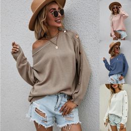 Women's Sweaters Donsignet 2023 Fashion Women Pullovers Sweater Loose Buttons Knitting Fall For