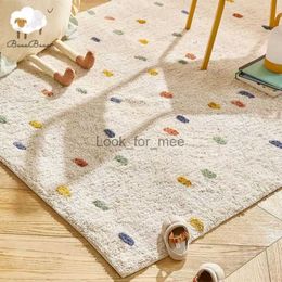 White Bedroom Carpet Plush Children's Rug Furry Babi Play Mat FluffyCarpet Baby Rug Soft Beside Rug Rainbow Living Room Carpet HKD230828