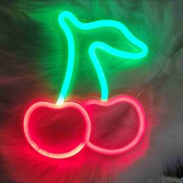 Cherry Shaped Neon Lamp Heart Fruit Restaurant Wall Neon Sign for Party Wedding Christmas Shop Birthday Home Decoration HKD230825