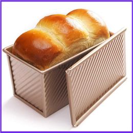450gLoaf Pan With Cover Bread Baking Mould Cake Toast Non-Stick Toast Box with Lid Gold Aluminized Steel Bread Mould Bread Mould HKD230828