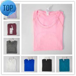 22 23 Yoga clothes Lu-088 Women Yoga T-Shirts Women's T-Shirt High-Elastic Breathable Running Top Quick Drying Seamless Short Sleeve Sport-Cycling Gym Wear lu goodh