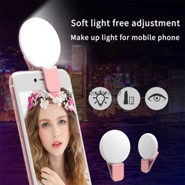 LED Selfie Ring Clip Lens Light Lamp For iPhone 14 13 12 Xiaomi Samsung S21 Mini Protable Selfie Light Photography Makeup Lens HKD230828