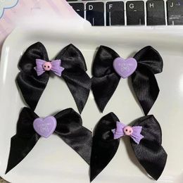 Hair Clips Trendy Purple Skeleton Bowknot Heart Clip Dark Sweet Cool Cute Lolita Girls Harajuku Fashion Accessories For Women