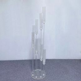 8 arm acrylic crystal candelabra wedding Centrepieces table standing decoration tea light candle holder floor candle stands for pillar candles