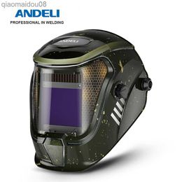 Защитная одежда Andeli Сварка шлема Автоматическое темневое фильтр True Color 4 дуговые датчики Солнечная маска для сварки Mig Mag TIG HKD230826