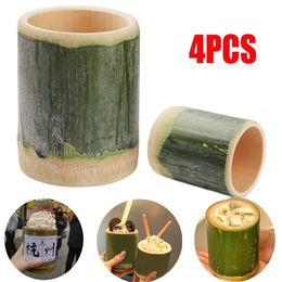 Mugs Reusable Bamboo Cups Tumbler Tube Smooth for Coffee Outdoor Parties Drinkware Business Use Milk Tea Rice Container 4pcs 230828