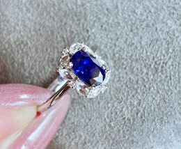 Cluster Rings LR610 Solid 18K Gold Nature1.52ct Royal Blue Sapphire For Women Fine Jewellery Presents The Six-word Admonition