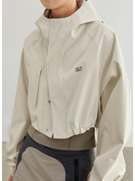 Women's Jackets HOUZHOU Cropped Hooded Women Japanese Style Casual Windbreak Female Streetwear Y2k Vintage Basic Track All-match