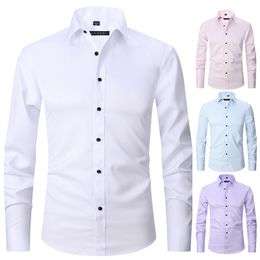 Men's Dress Shirts Stretch Non-iron Anti-wrinkle Shirt Business Men's Clothing Self-cultivation Casual T-shirts Spring and Summer T-shirt Clothes 230828