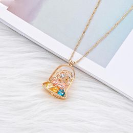 Pendant Necklaces Handmade Rose Flower Necklace Crystals Lockets Gold Colour Chain Pearl Jewellery Women Gift