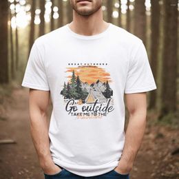 Men's T Shirts Fashion Printed T-Shirt Trend Versatile Short Sleeved Casual Camping Shirt Pattern Basic