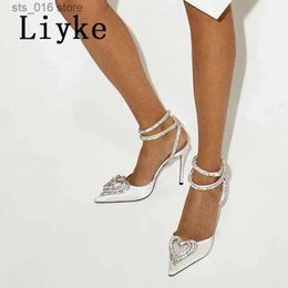 Liyke Wedding Party Pumps Sandals Summer Dress Women Elegant Pink High Heels Stiletto Fashion Heart Shape Crystal Buckle Female Shoes T230828 731