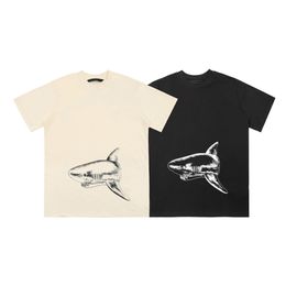 Designer summer fashion High street cotton T-shirt Sweatshirt T-shirt pullover T-shirt Breathable men and women shark print casual short sleeve T-shirt