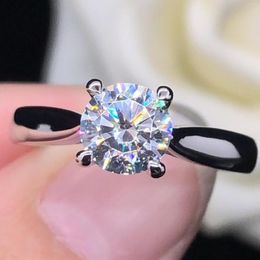 Cluster Rings 5.0-9.0mm D-Color 0.5/1/2/3Ct Round Cut VVS1 Moissanite Diamond Ring 14k White GOLD Engagement For Women