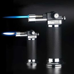 Large Capacity Torch Turbo Lighter Spray Gun Butane Two Flame Blue Cigar Suitable for Outdoor Kitchen Barbecue 6W8Z