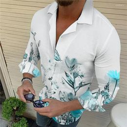 Men's Casual Shirts Floral Beach 3d Printed Men Fashion Hawaii Shirt Summer White Blouse Clothing Button Up