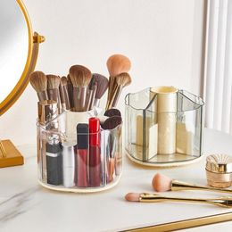 Storage Boxes Makeup Brush Box Transparent Detachable 360 Rotating Design Pen Holder Organiser For Home Bedroom