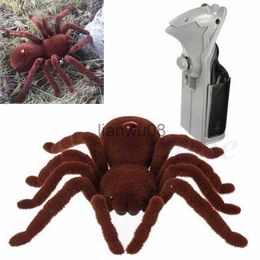 Electric/RC Animals New Scary Remote Control Creepy Soft Plush Spider Infrared RC Tarantula Toy Kid Gift x0828