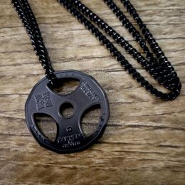 Pendant Necklaces European And American Necklace Fitness Dumbbell Sports Barbell For Men