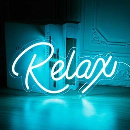 Relax Neon Signs LED Neon Sign Relax USB Neon Light up Sign Clear Acrylic 3D Art Decor for Bedroom Wall Decor HKD230825