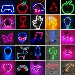 LED Neon Sign Night Lights Wall Art Night Lamp Christmas Birthday Gifts Wedding Party Wall Hanging Neon Lamp Bedroom Home Decor HKD230825