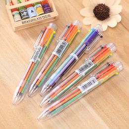 Ballpoint Pens 50 pcs wholesale Ballpoint Pens Creative Stationery transparent 6 Colour pressing Colour Ball Pen Oil Pen Stationery 230827