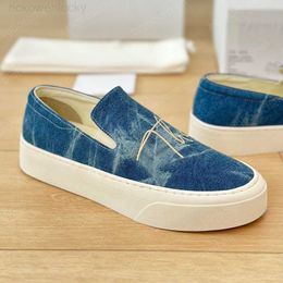 the row Casual Women's Designer Sneakers Limited Edition Lofer Fashion Luxury Thick Bottom Denim Blue Canvas Washed Embroidered Letters One Stirrup Loafers 5PBR