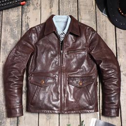 Men's Jackets .sales.Luxury Men Italy tanned goatskin jacket.Moto Rider slim genuine leather coat.Vintage Brown leather cloth 230828