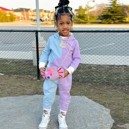 Clothing Sets 2023 Autumn Kids Clothes 2Pcs Patchwork Hoodies Sweatpants Sporty Street Style Trousers For Baby Girls 1 8Y 230828