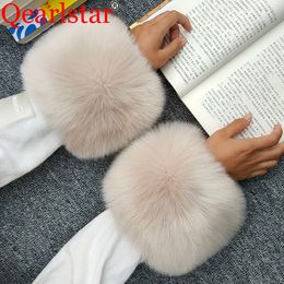 Fingerless Gloves Fashion Luxury Faux Fur Cuffs Thicken Women Wrist Arms Gloves Plush Elastic Fur Bracelet Oversleeve Arm Warmmer Wristband 230826