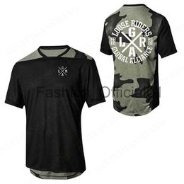 Men's Loose Rider MTB Short Sleeve DH Motocross Motorcycle BMX MX MTB Cycling Shirt Enduro Cycling x0828