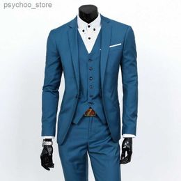 Plus Size 6XL-S (Jacket+Pants+Vest) High Quality Men Suits Slim Fit Solid Color Formal Dress Suit Set Business Wedding Tuxedos Q230828