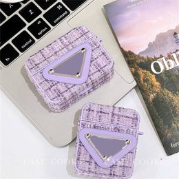 Premium Luxury Brand Headphone Case Triangle Label AirPods 2/3 Pro Headset Cases Cordillas Pattern 3 Colour Earphone Protective Cover