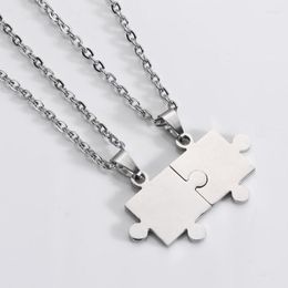 Pendant Necklaces 2023 Punk Hip Hop Puzzle Necklace For Women Men Fashion Stainless Steel Couple Friendship Jewellery Gifts