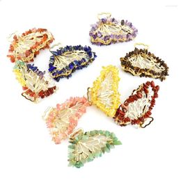 Hair Clips 5pcs Natural Stone Alloy Butterfly Grab Chip Crystal Hairclip Amethyst Rose Quartz Hairpin Clip Accessories