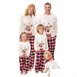 Christmas Decorations Pyjama Set Deer Print Adt Women Kids Accessories Clothes Family Drop Delivery Home Garden Festive Party Supplies Dhszg