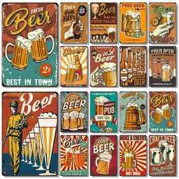 Beer Retro Metal Poster Drink Vintage Tin Signs Kitchen Bar Club Wall Art Decorative Plaque for Modern Home Room Decor Aesthetic Garage Man Cave Posters 20cmx30cm W01