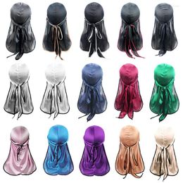 Berets Muslim Party Pirate Hat Unisex Breathable Bandana Hats Silky Durag Tail Headwrap ScarfHat